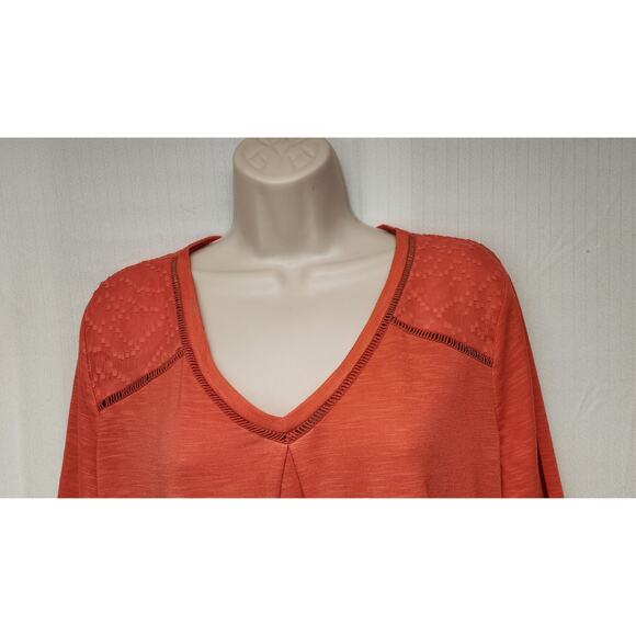 Liz Claiborne Women's Orange Long Sleeve V Neck Pullover Tunic Blouse Top Size L - Picture 5 of 6